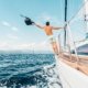 Man on a yacht in the middle of the ocean